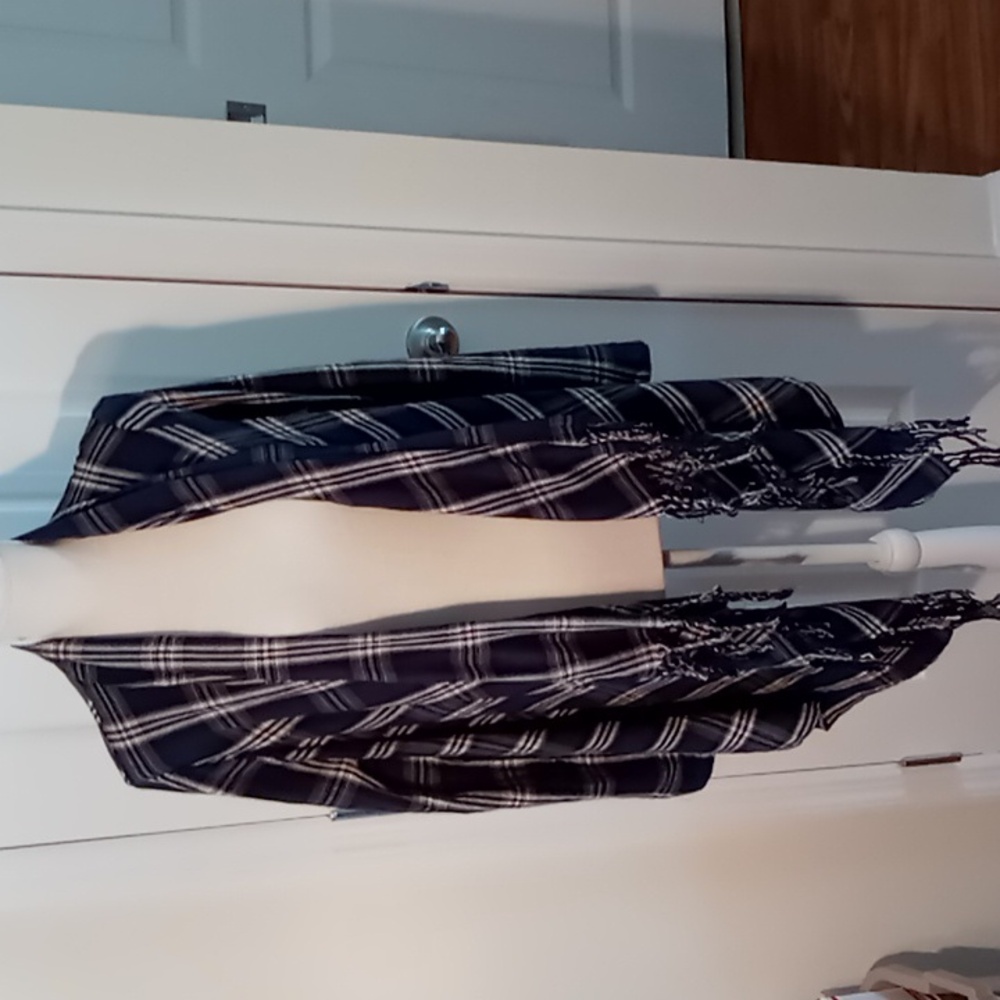 Anthropologie En Crème Fringed Open Cardigan Long Roll Tab Sleeve Med Navy/Cream - Picture 3 of 11